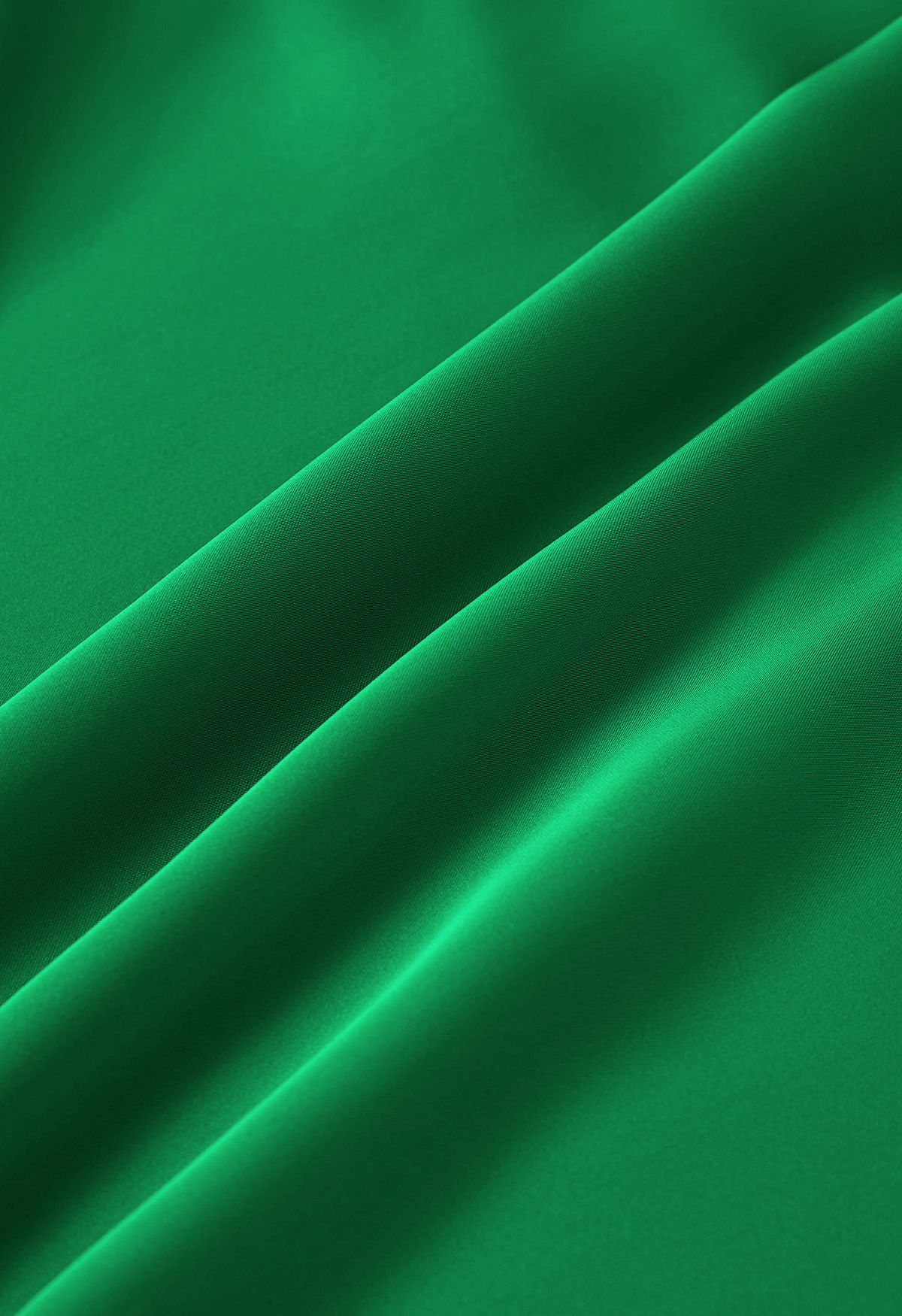 غير المتماثلة Ruched الساتان كم طويل الأعلى باللون الأخضر