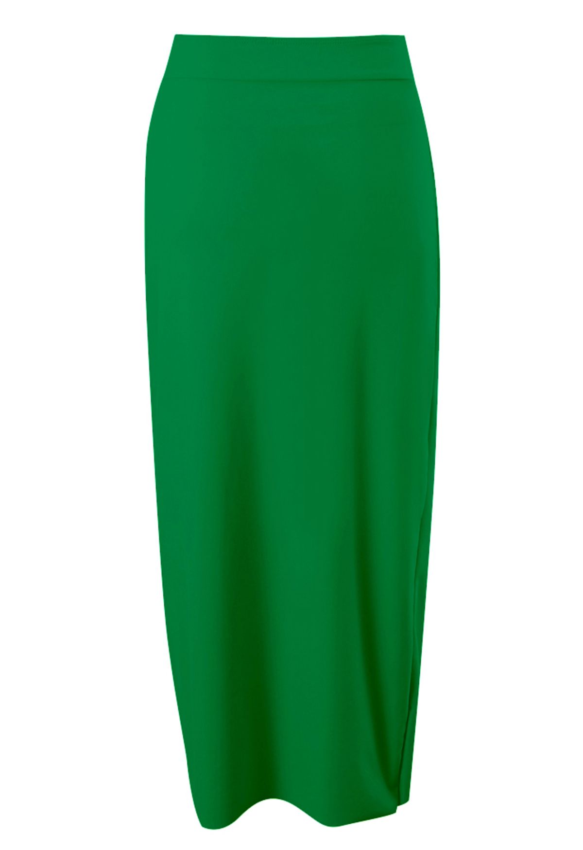 تنورة ملفوفة غير متماثلة مكشكشة باللون الأخضر