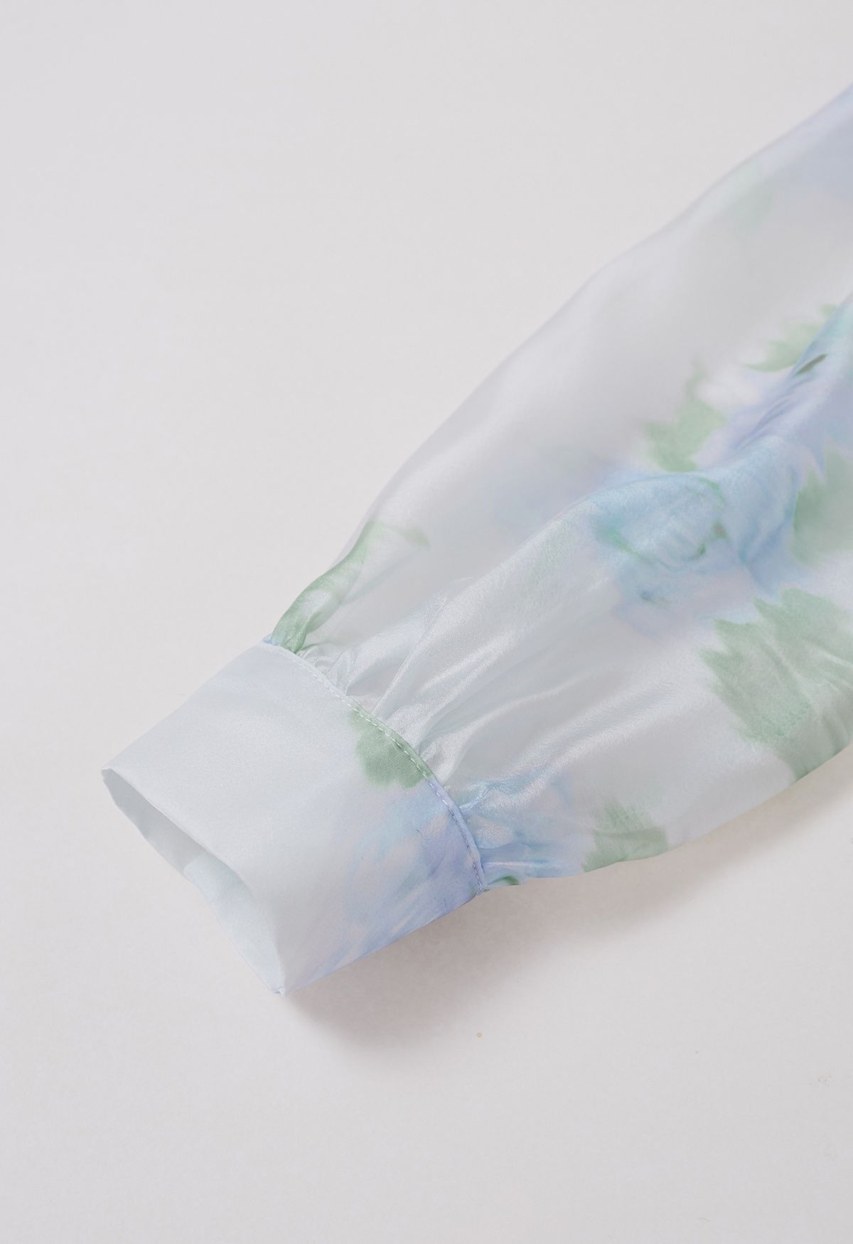 قميص شفاف بعقدة من الزهور المائية جذاب باللون الأزرق