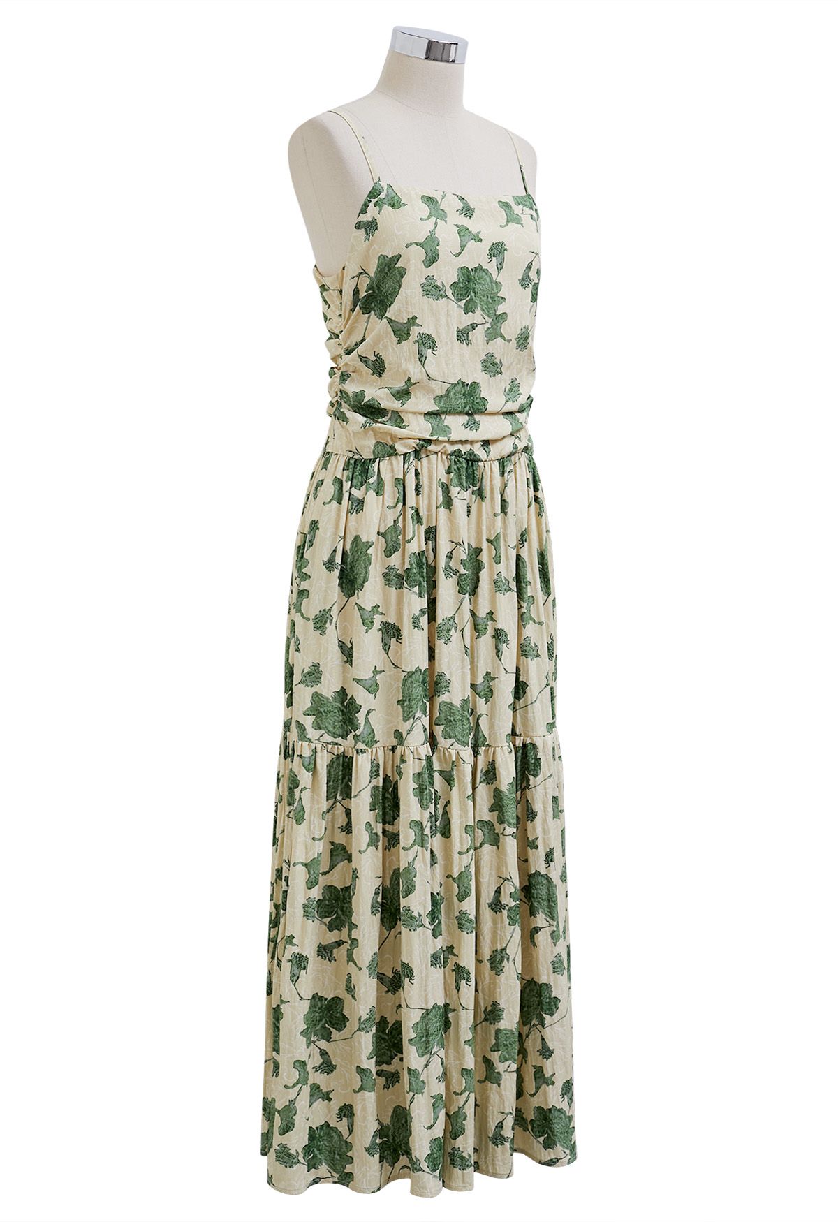 فستان كامي ماكسي بطبعة زهور باللون الأخضر