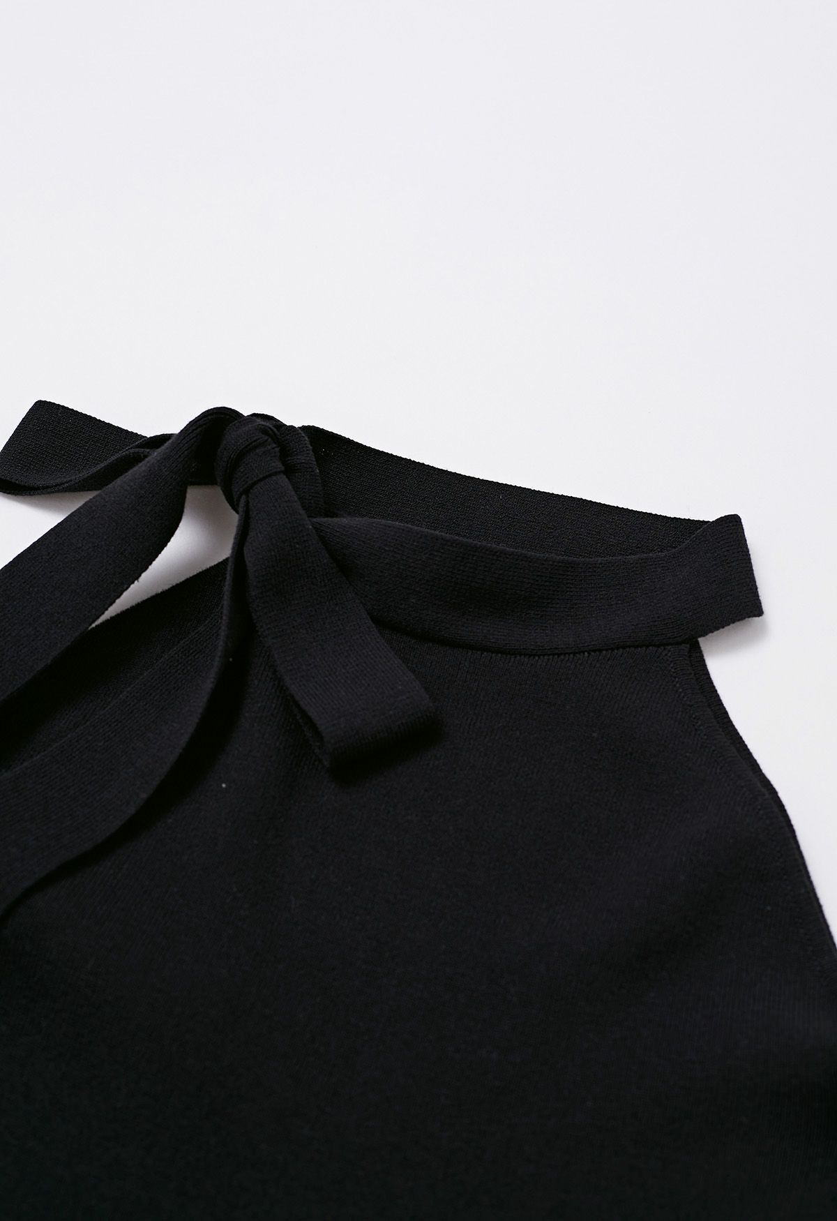 الجانب BOWKNOT العنق Bodycon فستان متماسكة باللون الأسود