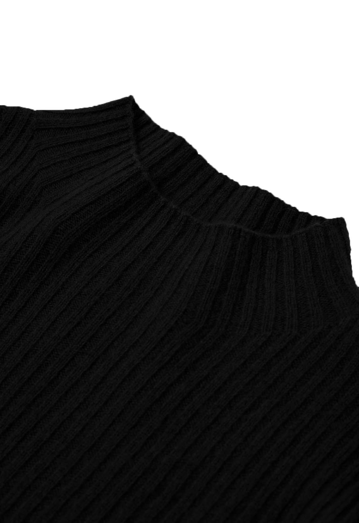 سترة صوفية Elemental Mock Neck بأكمام طويلة باللون الأسود