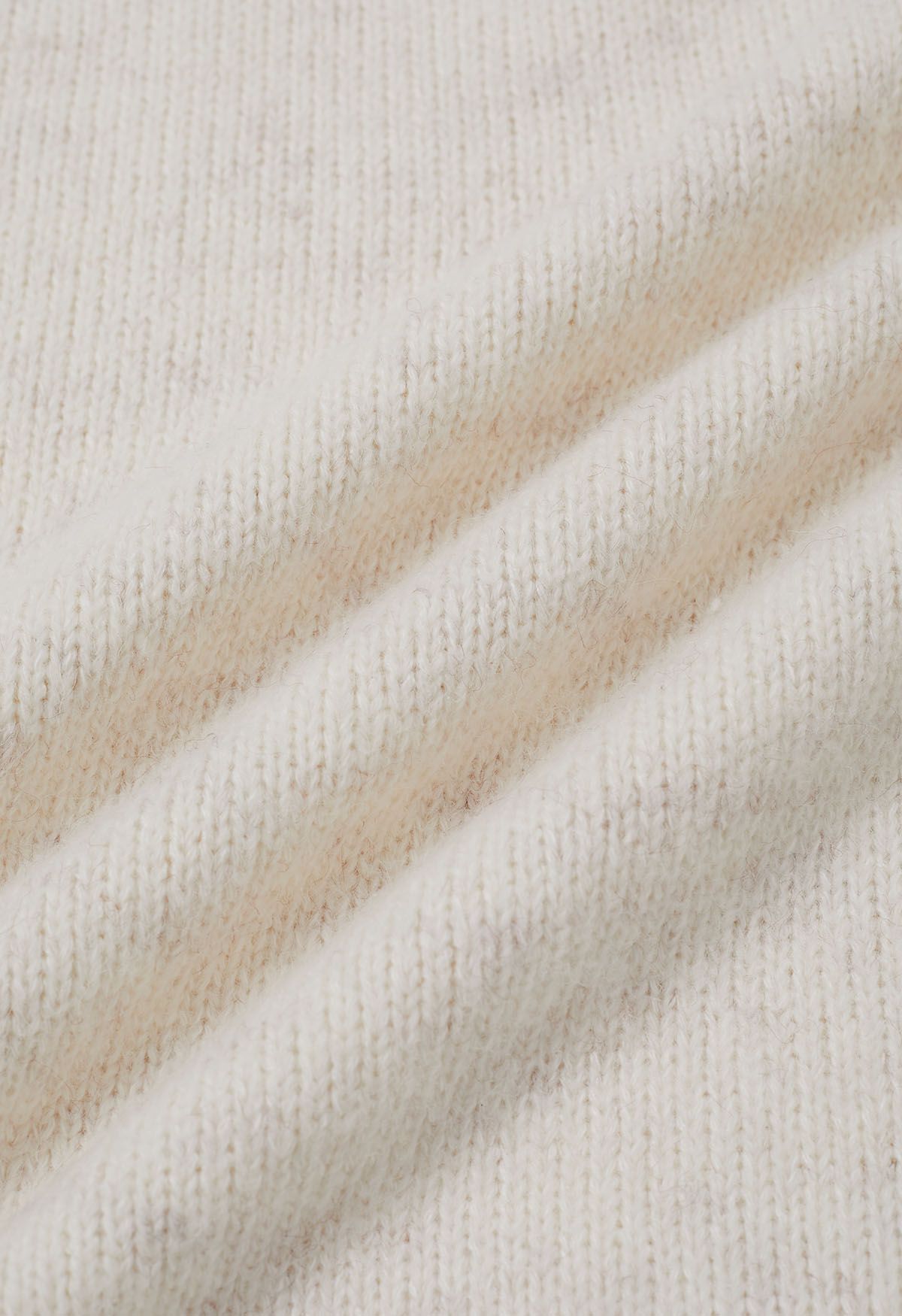 Contrast Stripe Dropped Shoulder Rib Knit Sweater in Cream