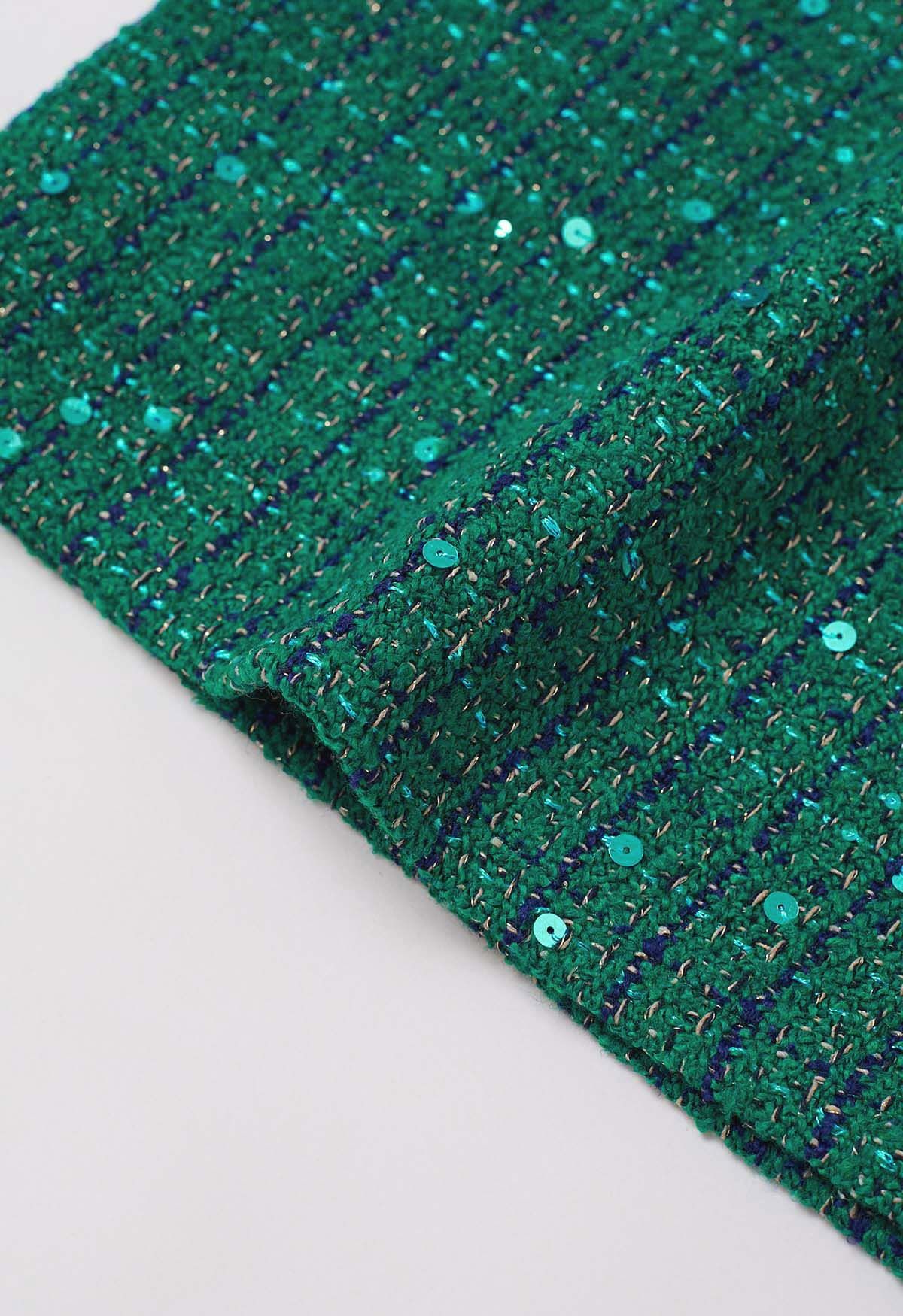 Holiday Sequin Tweed Mini Skirt