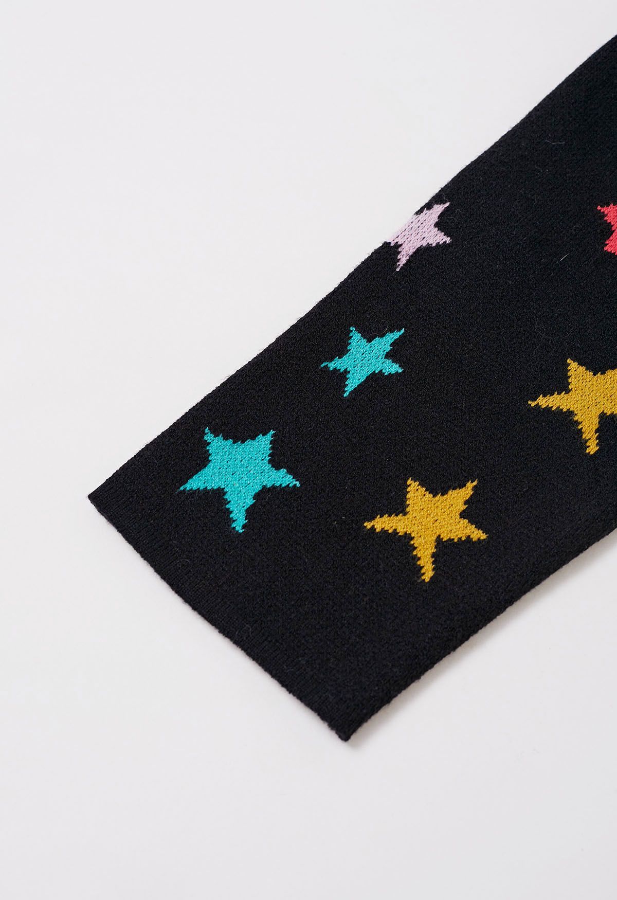 Cosmic Charm Star Bell Sleeve Knit Sweater in Black