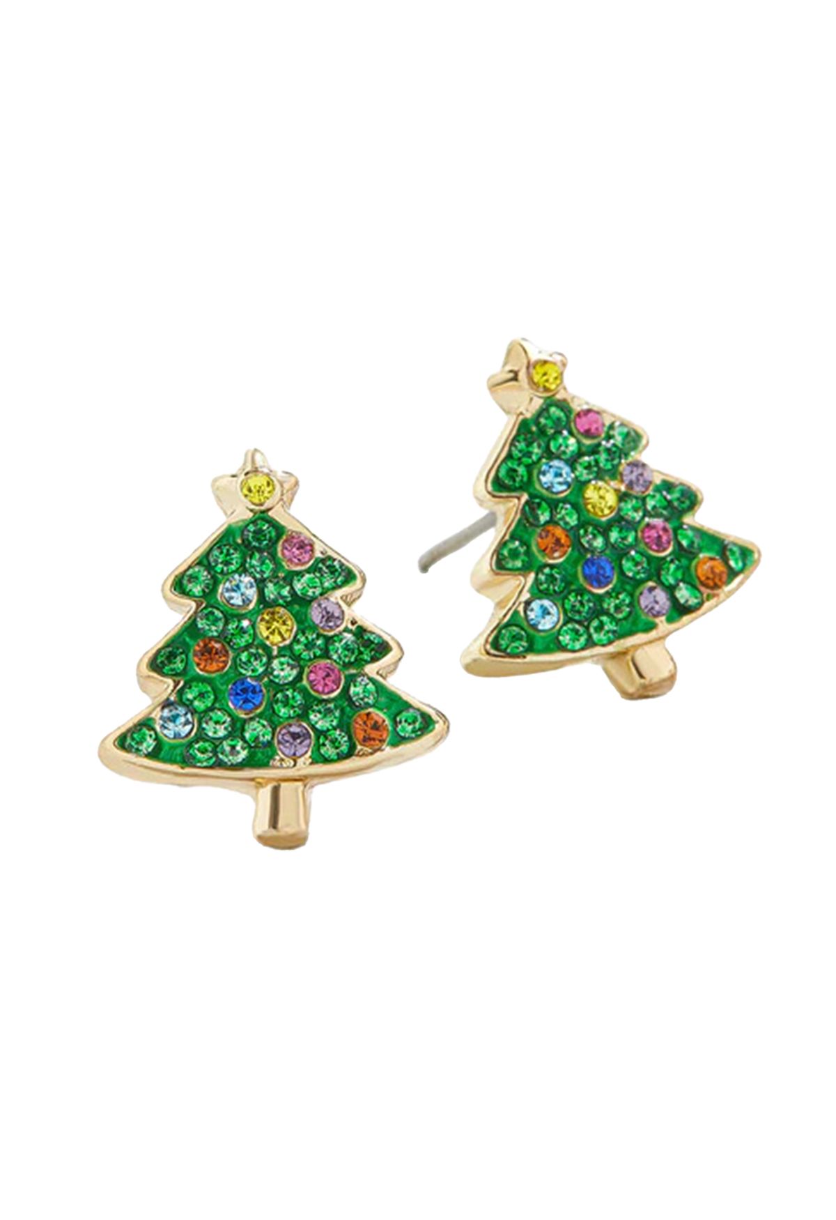 Colorful Rhinestone Festive Tree Earrings