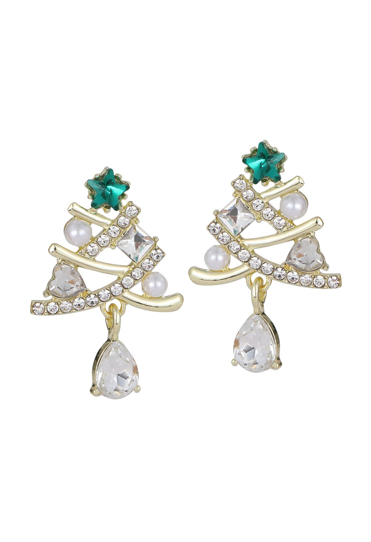 Emerald Star Hollow Out Tree Earrings