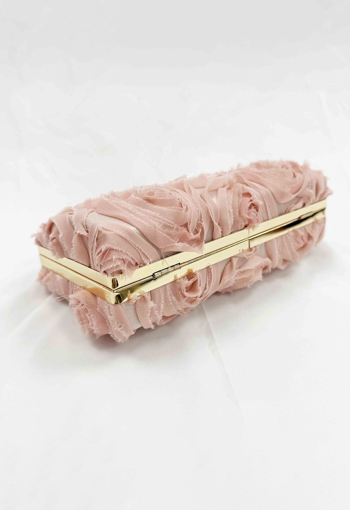 Opulent Rose Rhinestone Handle Clutch in Pink