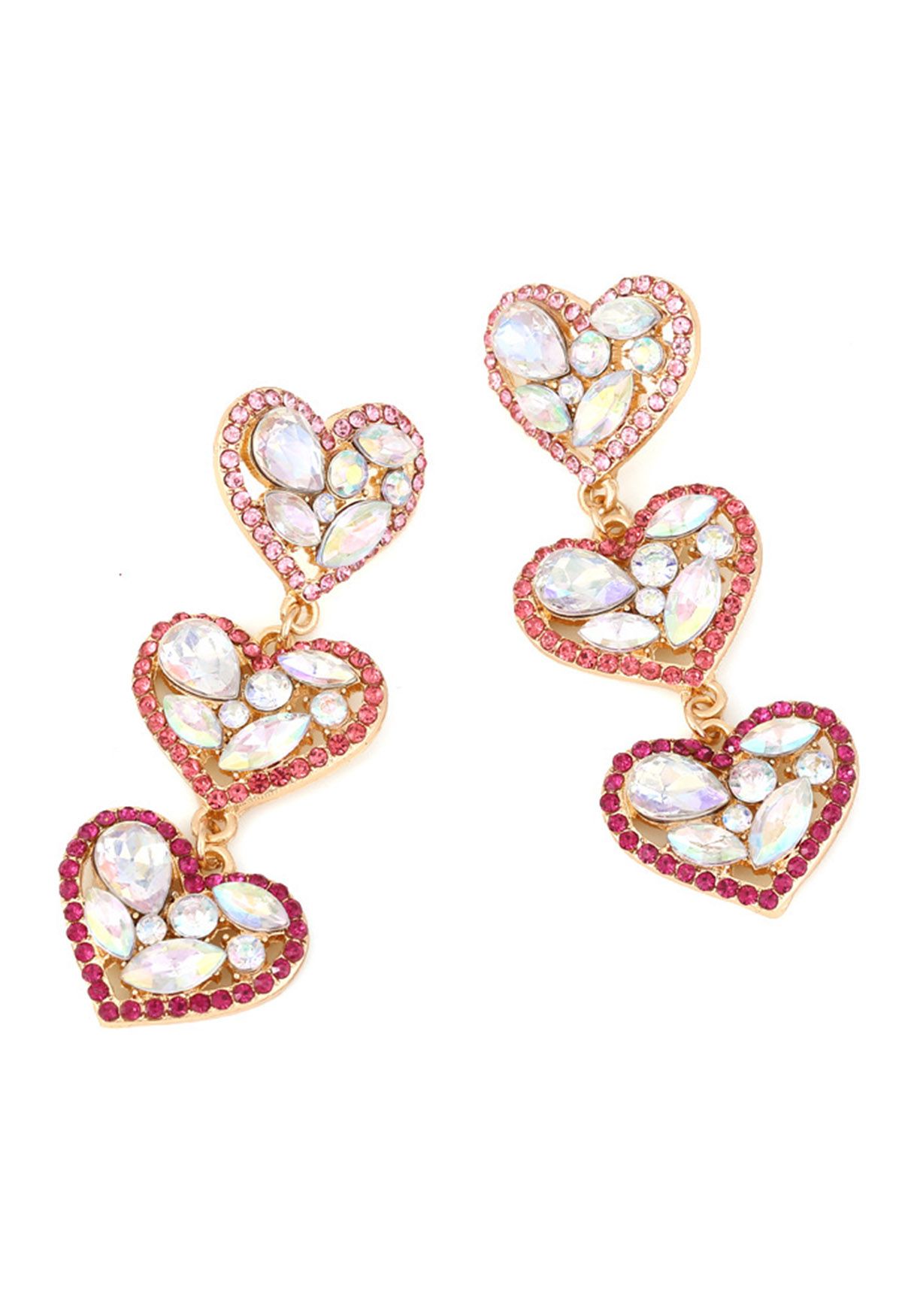 Ombre Pink Heart Drop Earrings