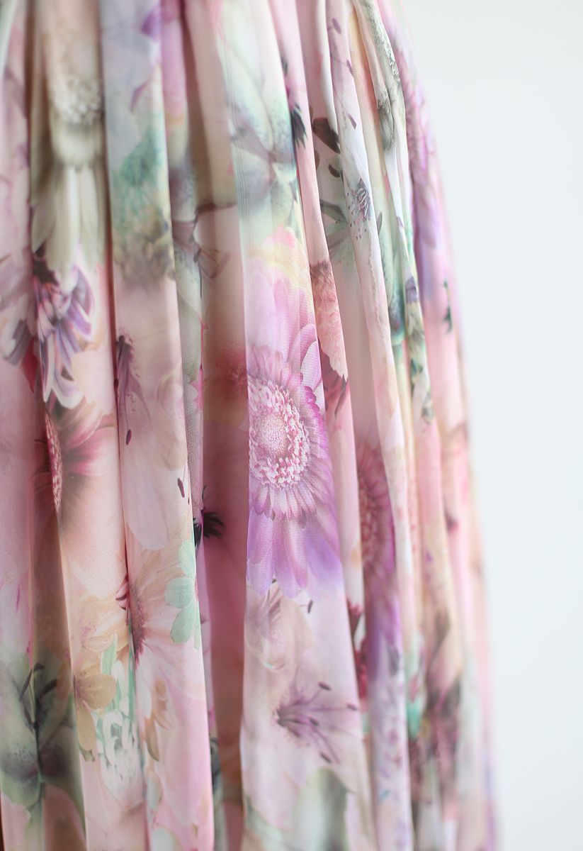 فستان ماكسي شيفون بألوان مائية من Sunflower Blossom