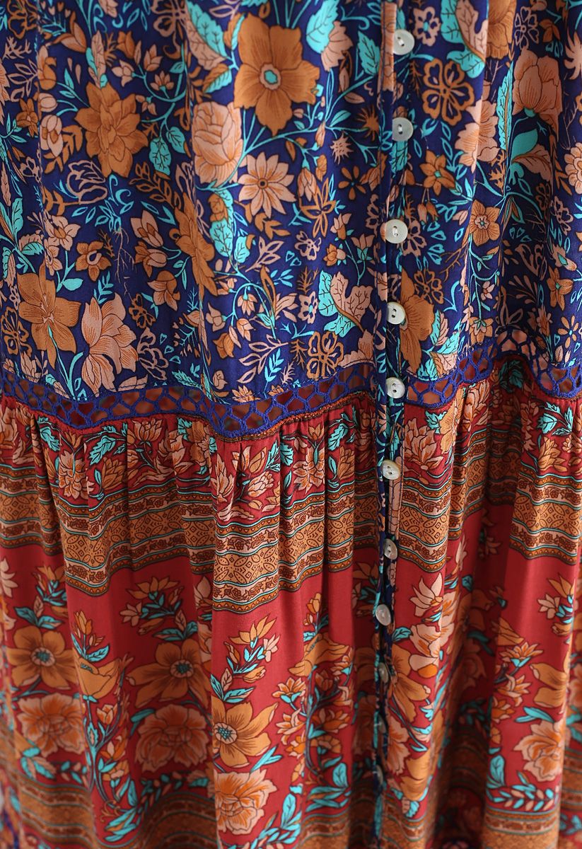 فستان بوهو ماكسي زهور سايكيديليك