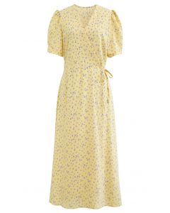 فستان أصفر طويل ملفوف برباط حول الخصر من Floret
