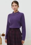 سترة صوفية Elemental Mock Neck بأكمام طويلة باللون الأرجواني