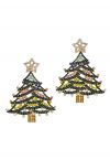 Star-Topped Christmas Tree Earrings in Dark Green