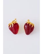 3D الأقراط الراتنج الفراولة الأحمر