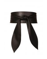 حزام كورسيه من الجلد الصناعي باللون الأسود