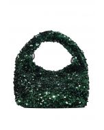 حقيبة يد صغيرة براقة بالترتر باللون الأخضر