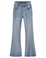 بنطال جينز واسع الساق واسع الخصر باللون الأزرق