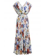 فستان ماكسي بطيات من Vernal Blossom