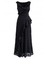 فستان متوسط الطول برقبة على شكل حرف V باللون الوردي من Burnout باللون الأسود