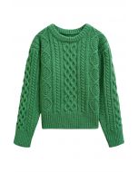 سترة Hug-Me Cable Knit Crewneck باللون الأخضر