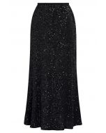 Full Sequin Mermaid Maxi Skirt in Black